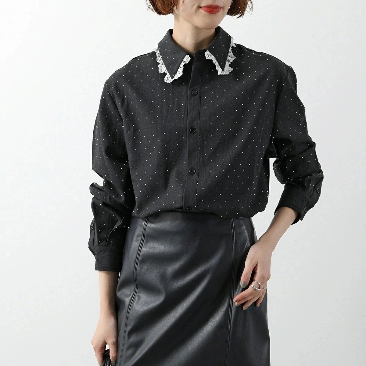 Sister Jane シスタージェーン ブラウス PRINCE LACE TRIM SHIRT BLM100 レディース 長袖 シャツ スタッズ装飾 レース 【mega】