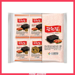 [韓国産 明太子味のり] 韓国おつまみ海苔 明太子味 4g × 36袋セット