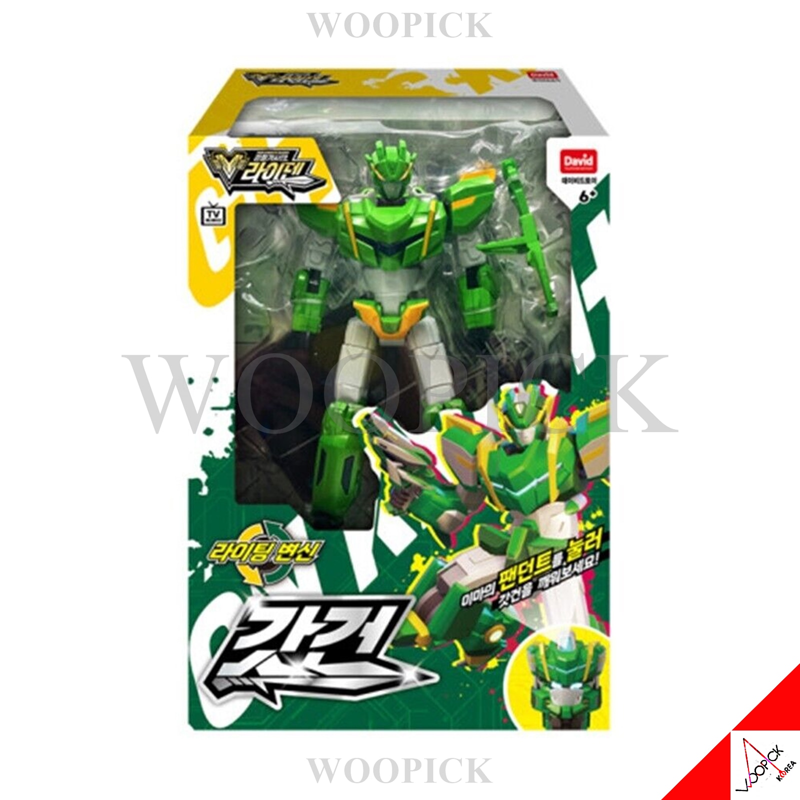 鋼鉄騎士団/ライデン/フィギュアシリーズ/ゴッドガン/ヘッド変身/LEDライト/グリーン/二段変身/変身ロボット/韓国ロボット/韓国アニメ/韓国玩具/2024/新型/正品