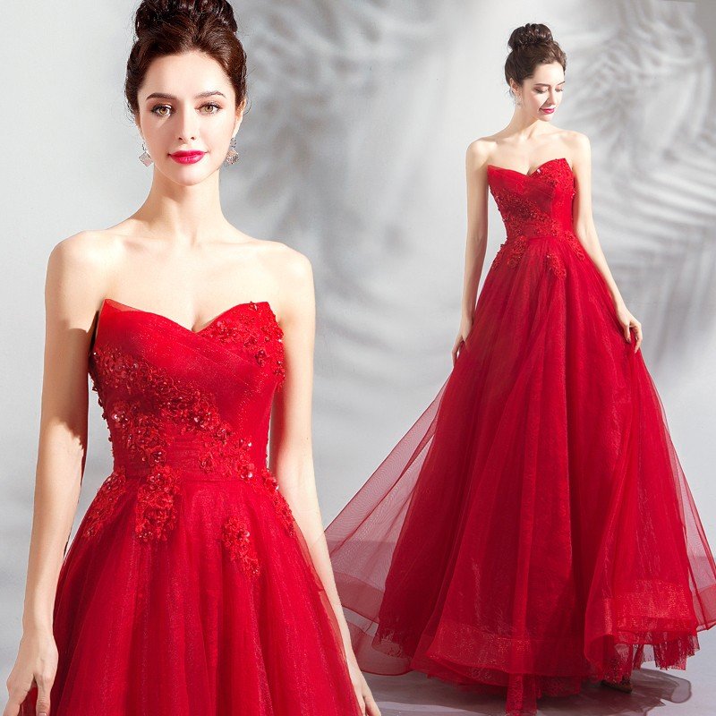 ロングドレス 演奏会 安い カラードレス 赤 パーティードレス 結婚式 イブニングドレス 花嫁 フォ