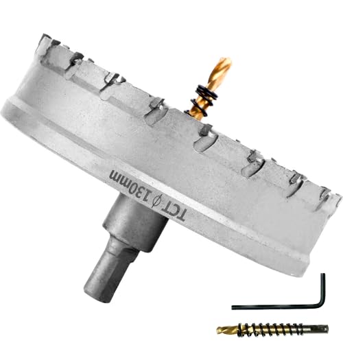 【DIYのプロ推薦】 超硬 ステンレス ホールソー 穴あけ 電動ドリル ホルソー ホールカッター ShopXJ (1, 130mm)