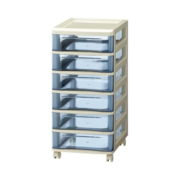 （まとめ）山田化学 スタックチェスト B4 浅型6段 ダークブルー B4-S6 1台[x3セット]