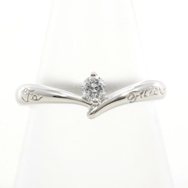 PT1000 リング 指輪 11号 ダイヤ 0.11 ブルーダイヤ 0.01 ジュエリー 中古