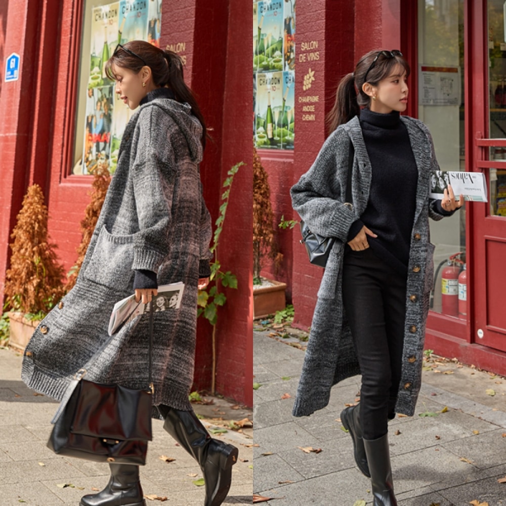 (ナーク21) (55~100) グラデーションカラーロングニットカーディガン NK43-J-28