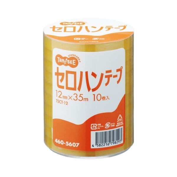 （まとめ） TANOSEE セロハンテープ 12mmx35m 1パック（10巻） [x10セット]