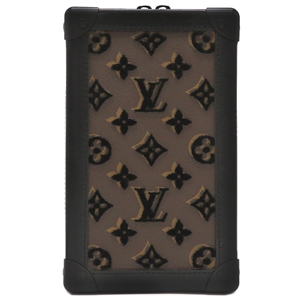 ルイヴィトン LOUIS VUITTON ショルダーバッグ タフタ―ジュ ヴァーティカル ソフトトランク モノグラムキャンバス レザー タフタ―ジュ モノグラム マットブラック金具 茶 黒 斜め掛け