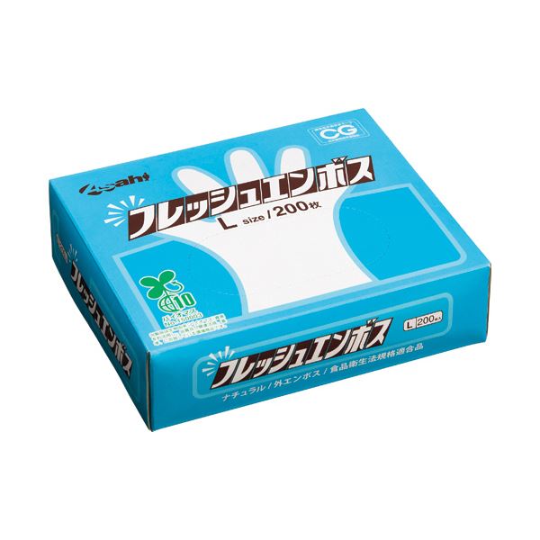 （まとめ） 旭創業フレッシュエンボス（バイオマス） L 外エンボス ナチュラル 1箱（200枚） (×10セット)