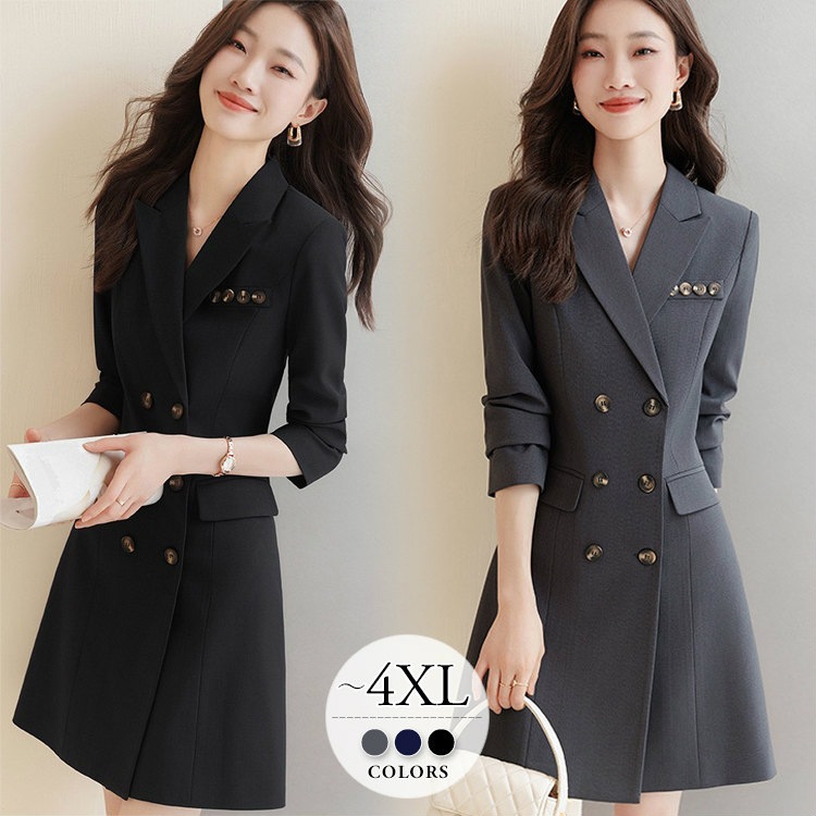 ワンピース レディース 卒園式 卒業式 入園式 入学式 大きいサイズ お呼ばれ 披露宴 結婚式 パーティー 同窓会 30代 40代 50代 ブラック ネイビー グレー フォーマルスーツ ミニ丈 Aライ 7,849円