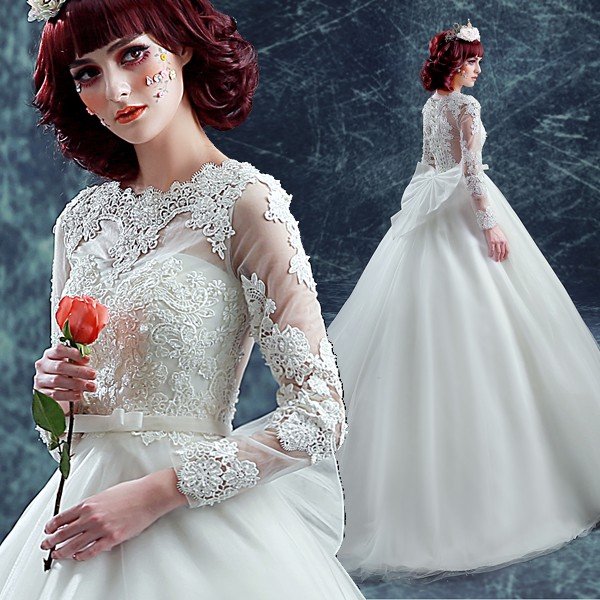 ウエディングドレス 長袖 エンパイア 二次会 ウェディングドレス 秋冬 安い 結婚式 プリンセス 花嫁 ドレス 披露宴 ロングドレス ブライダル 白 大きいサイズ