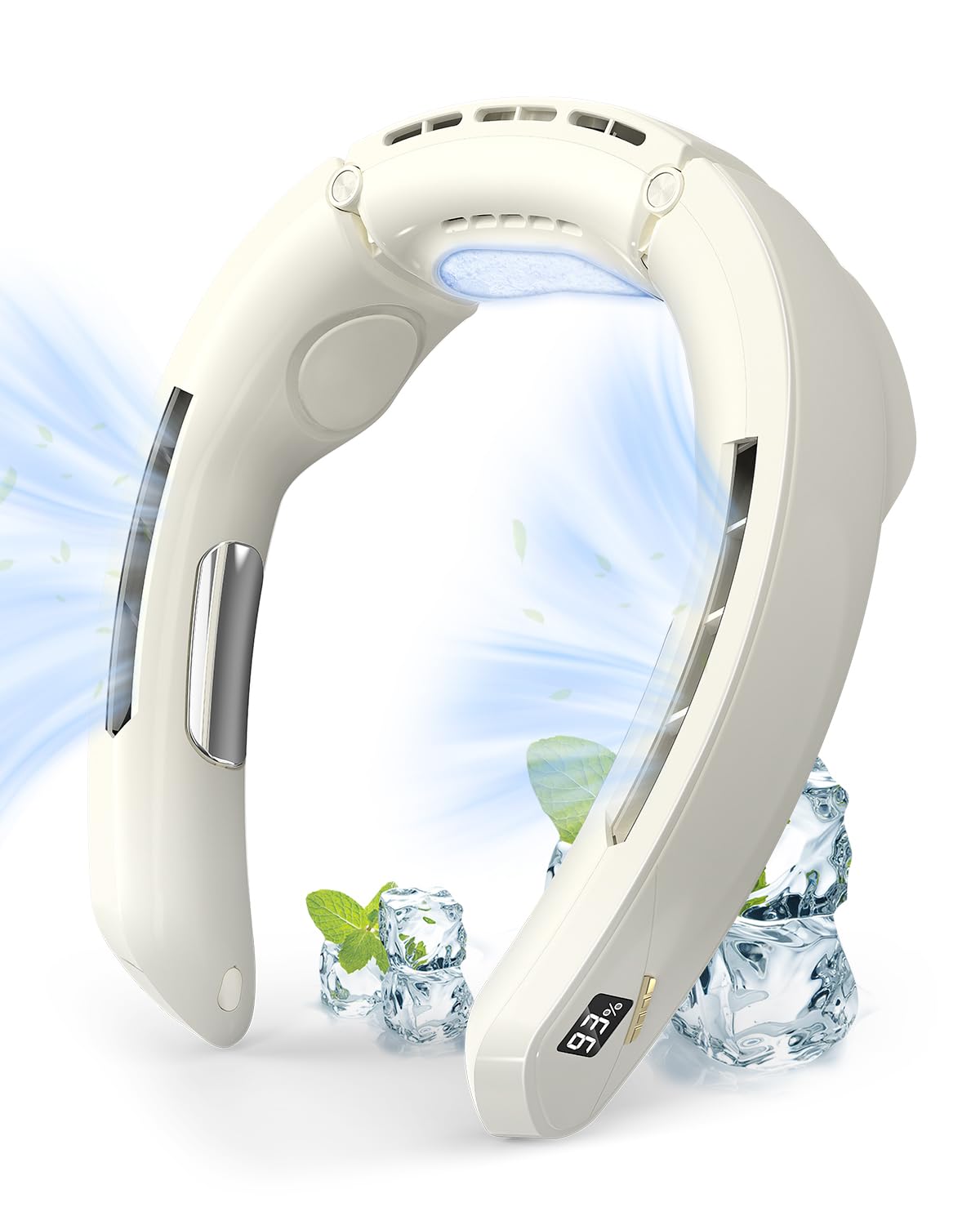 【風量無段階調&冷却プレート&2025年夏新型】Heshare 首掛け扇風機 ネッククーラー 携帯扇風機 風量無段階調節 半導体冷却 瞬間冷却 Type-C充電 LEDディスプレイ表示 4000mAh