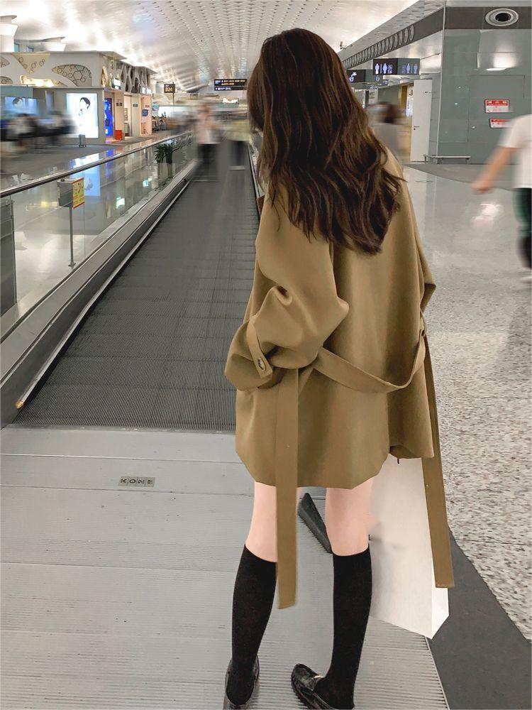 トレンチコート女性春の小柄な韓系着こなしウエストを収めて痩せて見えるのトレンド春秋コート