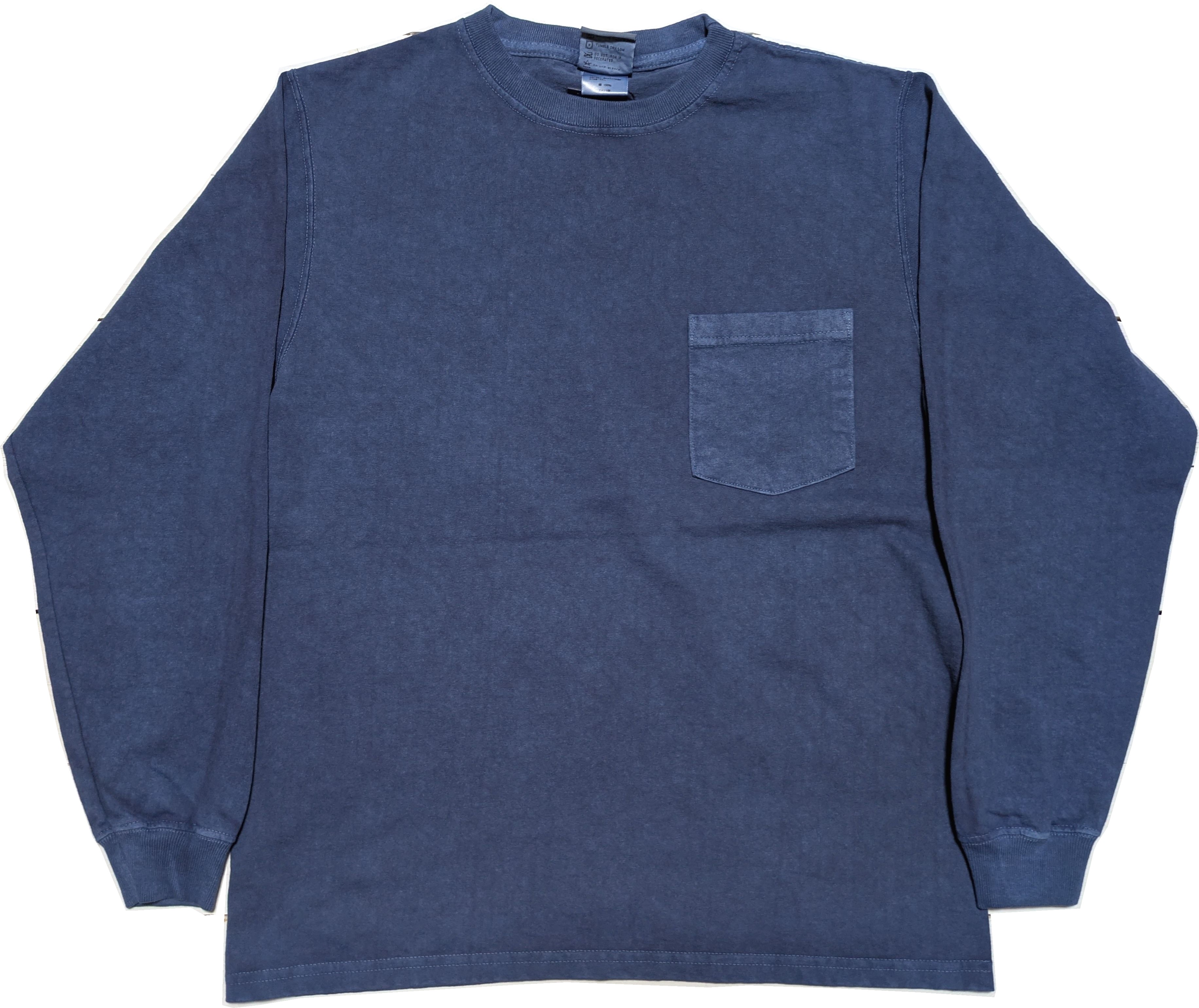 ロングスリーブ ポケット ティー ピグメントダイ ネイビー メンズ Tシャツ アメリカ製 L/S POCKET TEE PIGMENT DYE GW2-013