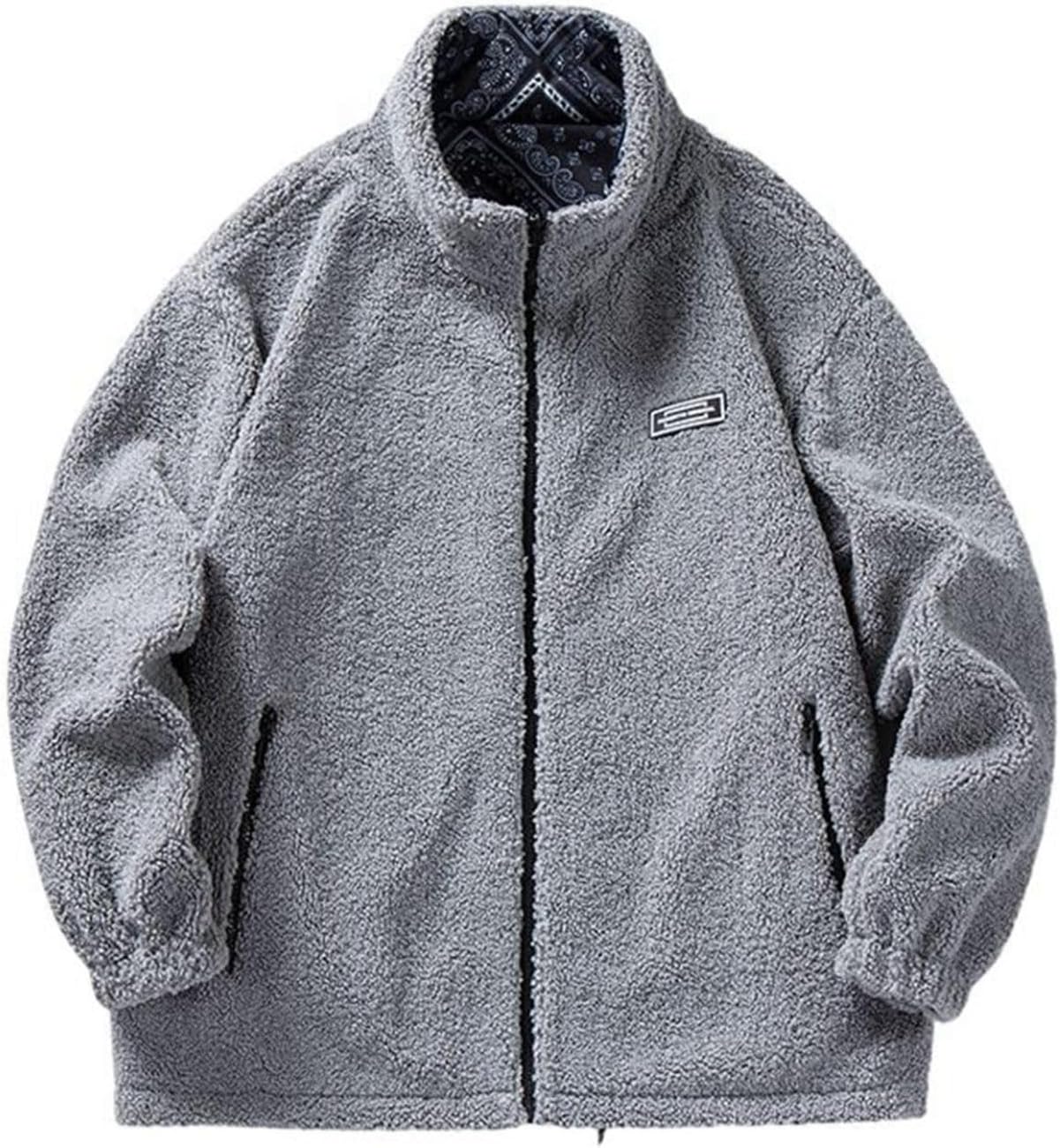 ボアジャケット モコモコ メンズ 厚手 冬 ボアブルゾン 立ち襟 両面着 リバーシブル フリースジャケット 防寒 ボアコート カジュアル 大きいサイズ おしゃれ アウトドア 通勤