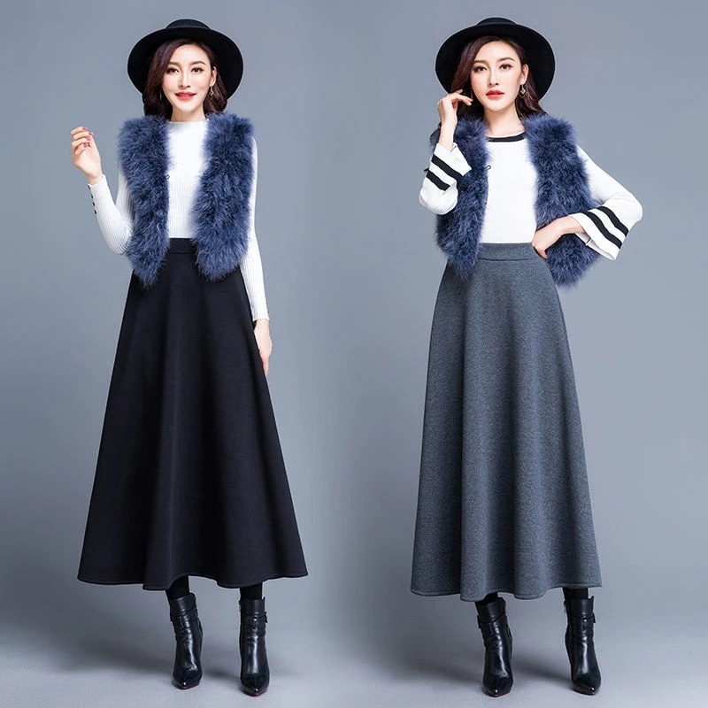 スカート レディース ミモレ ロング Aライン ポケット ウエストゴム 大人可愛い きれいめ シンプル 着回し オフィス お出かけ 上品 黒 灰色 ワインレッド 紺色 S M L XL 2XL 3XL