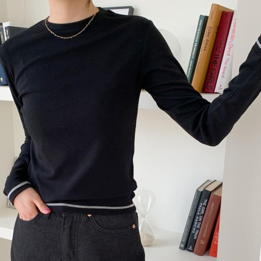 トップス Tシャツ カットソー トップス 袖あり 長袖 Uネック ラウンドネック 大人可愛い きれいめ シンプル 大人 上品 おしゃれ お洒落 かっこいい 大人女子 クール セクシー エレガント