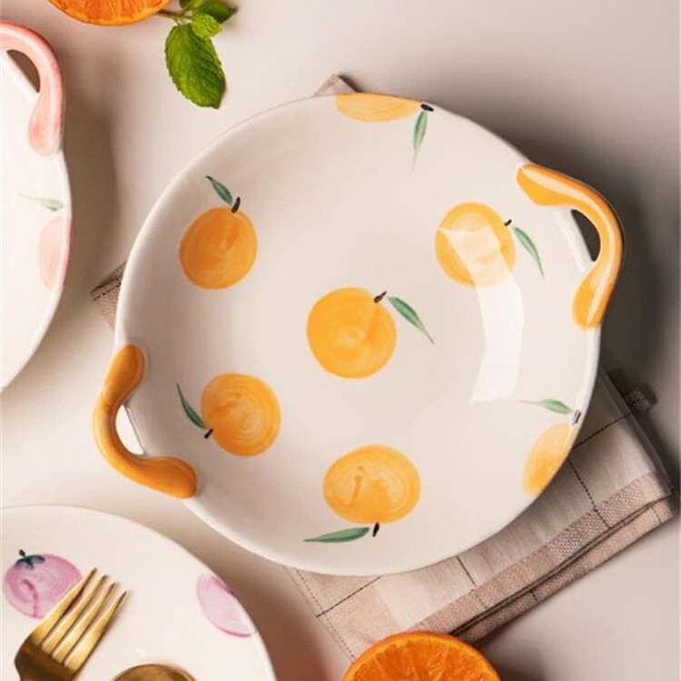 早い者勝ち バイノーラル 家庭用 可愛い 電子レンジスペシャル フルーツプレート セラミックプレート