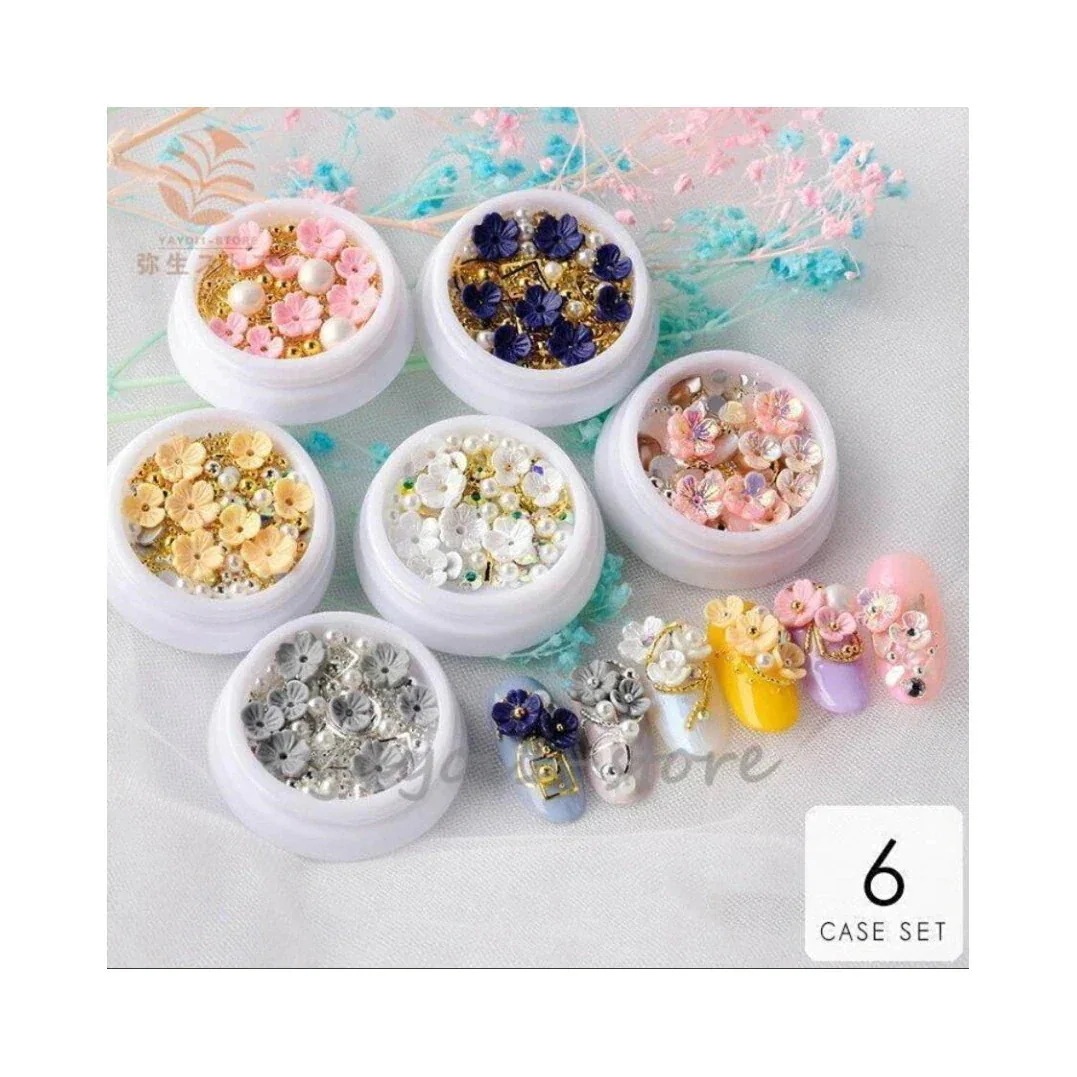 【10点セット】ネイルジュエリー ネイルパーツ ビジュー デコパーツ セット 福袋 ビーズ 花 パール キラキラ ストーン パール ピンク ブラック ネイビー レディース178