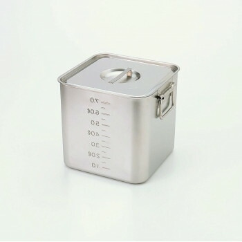 スギコ 18-8目盛付深型角キッチンポット（フタ付） SH-4212D（手無） SA0869