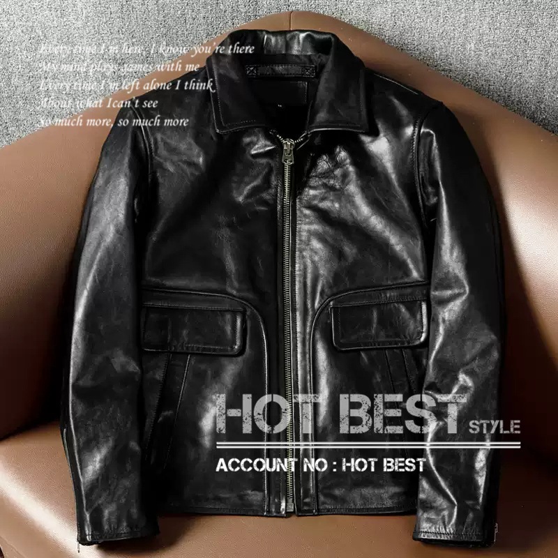 茶芯ホースハイド 復刻30sスタイル レトロ シングルライダース ギフト メンズ 革ジャン レザージャケット 植物鞣し 馬革