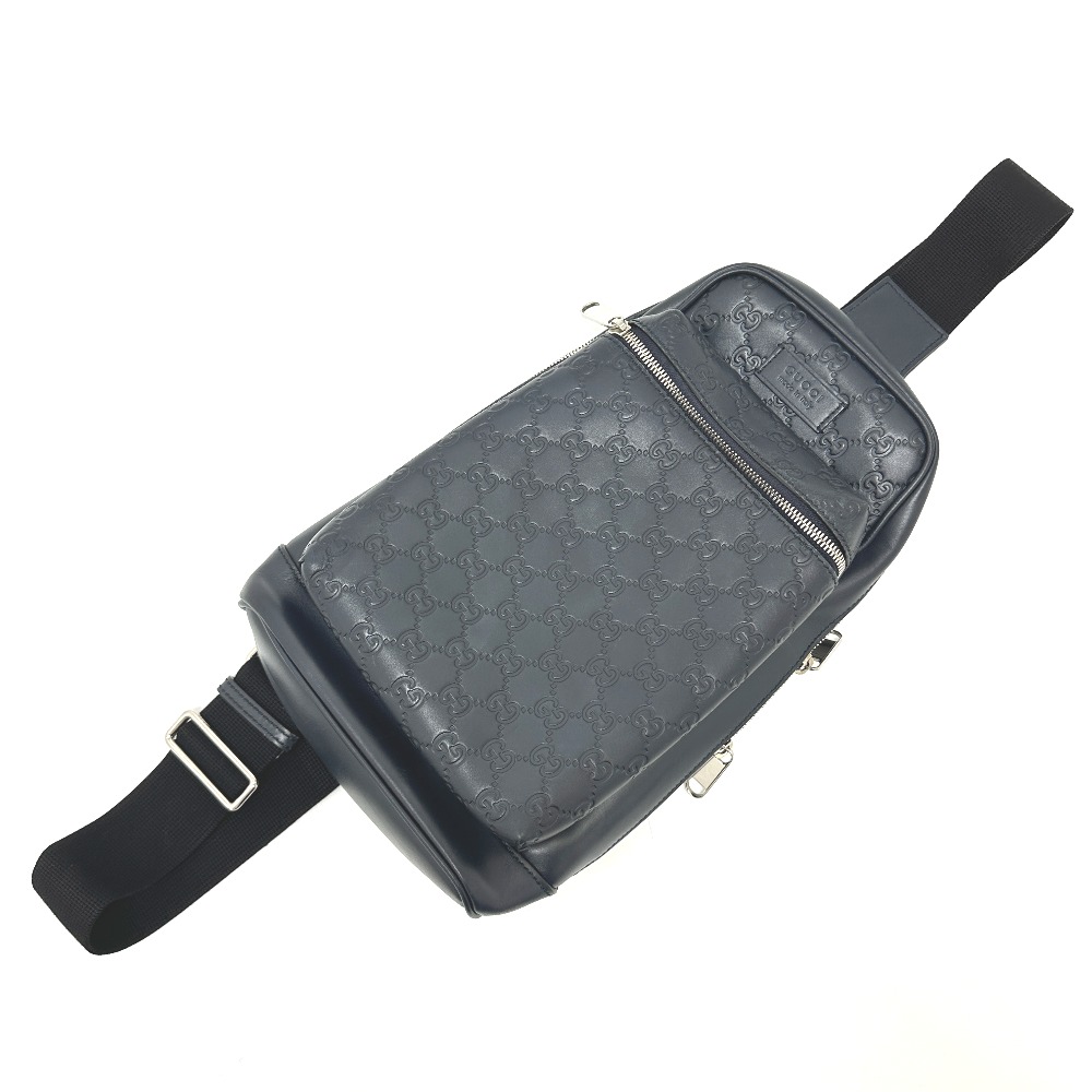 ショルダーバッグ 450970 ボディバッグ グッチシマ カバン クロスボディ 斜め掛け レザー ネイビー