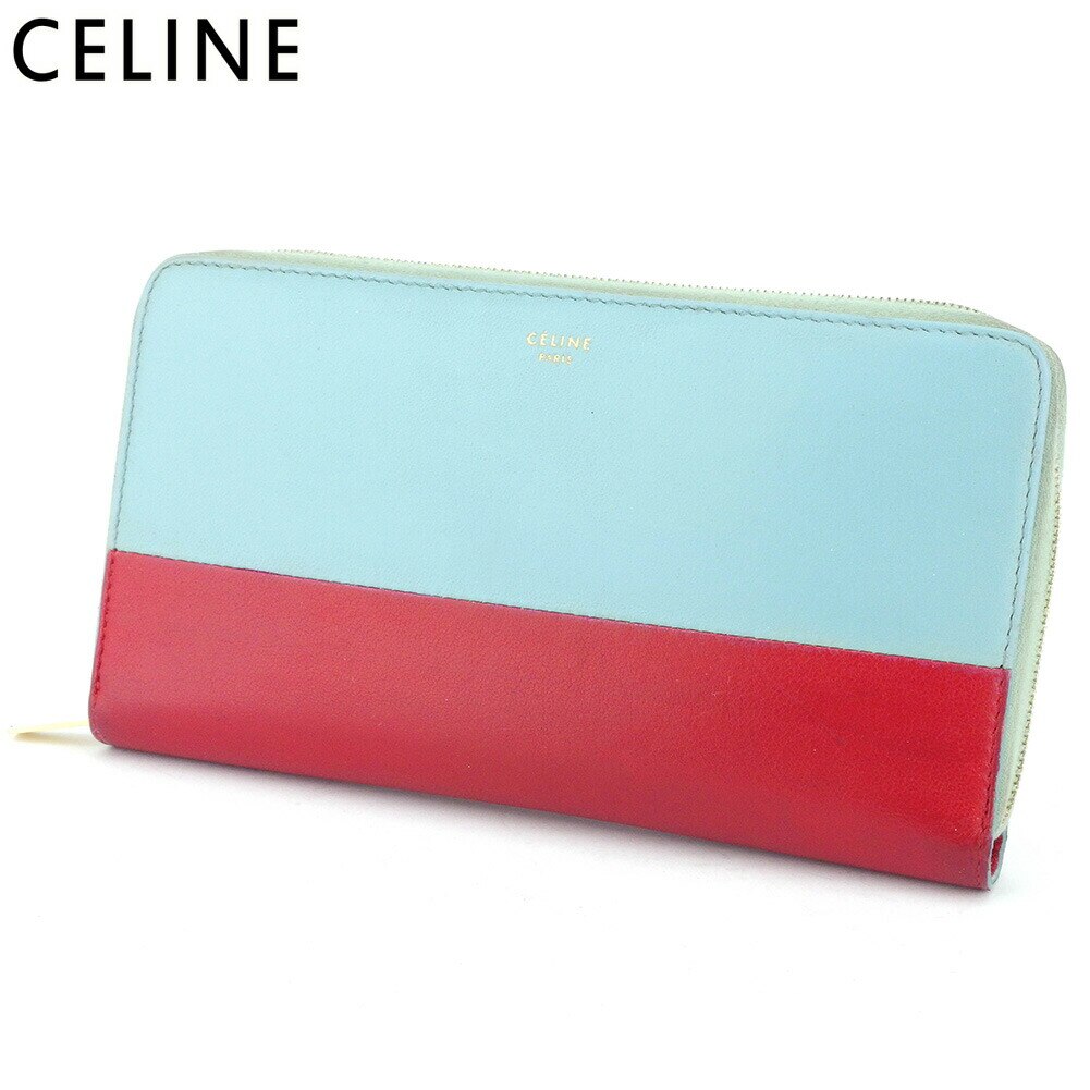 長財布 ラウンドファスナー 財布 バイカラー レディース ブルー レッド ゴールド 中古 24,492円