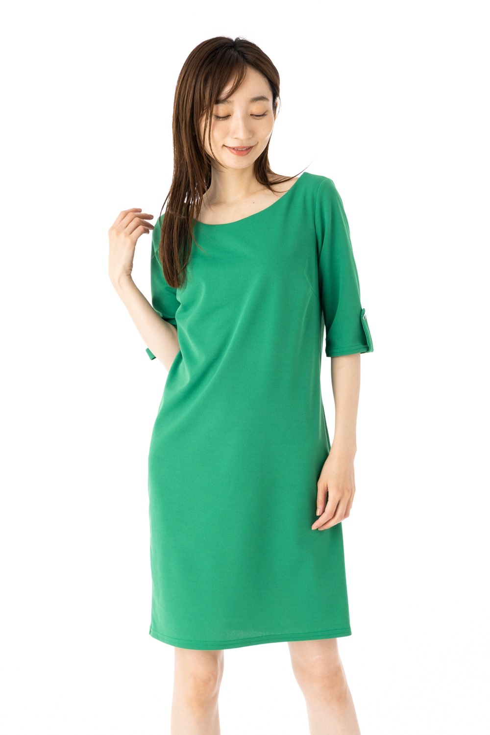 ファス(FAS)ワンピース T1 T2 T3サイズ 5袖 膝丈 無地 　きれいめワンピース レディース Fille A Suivre