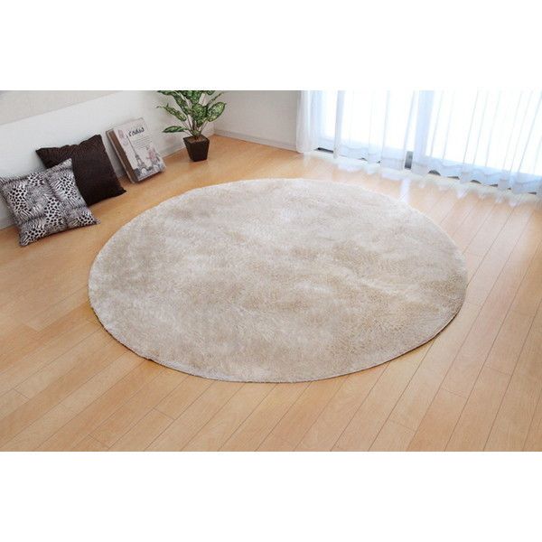 1280200140603 ラグ カーペット 2畳 無地 シャギー調 選べる7色 円形 『ラルジュ』 アイボリー 約185cm丸(ホットカーペット対応) メーカー直送