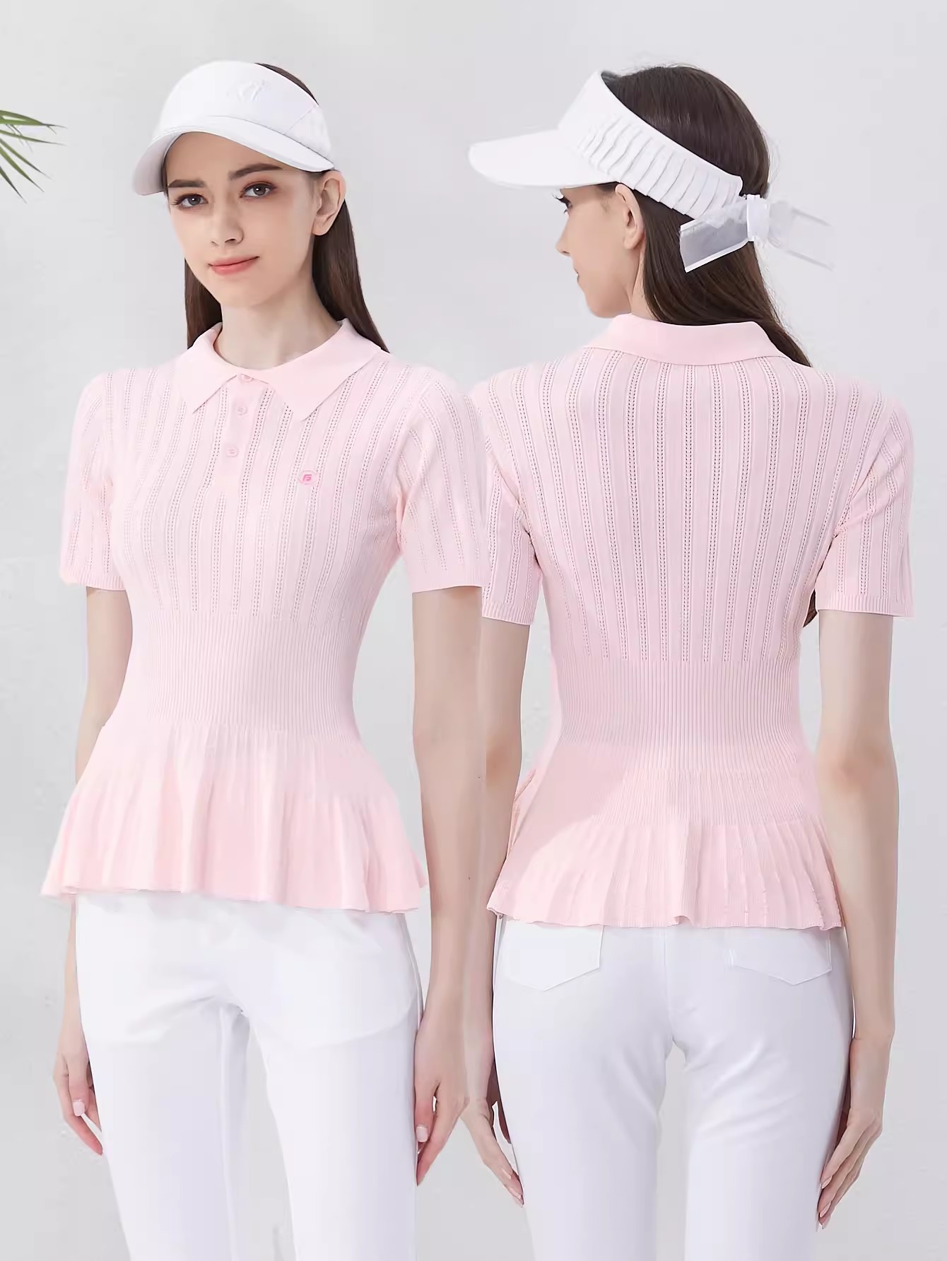 ゴルフウェア レディース スポーツウェア ニット半袖 POLOシャツ Tシャツ パンツ 長ズボン ハイウエスト 上下セット 白 黒 ピンク 春夏 秋冬 速乾 女性 テニスウェア 韓国風 おしゃれ