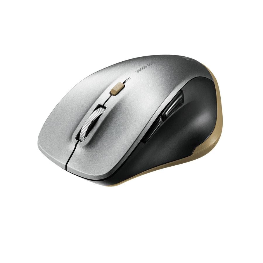 サンワダイレクト Bluetoothマウス 静音 小型 5ボタン 戻る/進むボタン搭載 dpi切替 ブルーLED iOS対応 シルバー 400-MABT159S