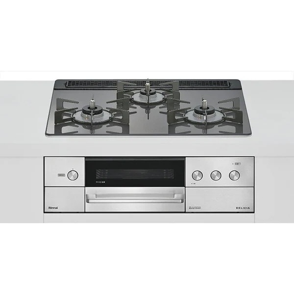 ビルトインガスコンロ 都市ガス用 両側強火タイプ 3口 60cm RHS31W38M15RCSTW-13A ツイードシルバー DELICIA