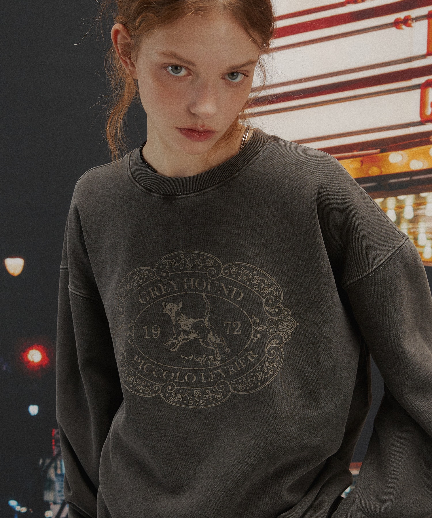 【CPGN】HOUND CHARM PIGMENT SWEATSHIRT SMOKE BLACK