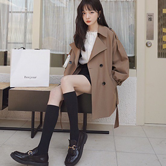 【取寄：納期2週間】トレンチコート レディース カジュアルコート アウター ジャケット モッズコート カジュアル ミッドレングス ミディアム丈 秋コート 春コート トレンチコート レディース