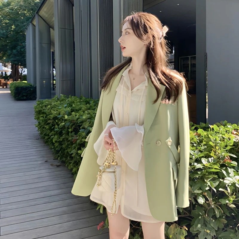 スーツ婦人ブレザーダブルブレスト高級デザイン感細身でゆったりしたスーツ