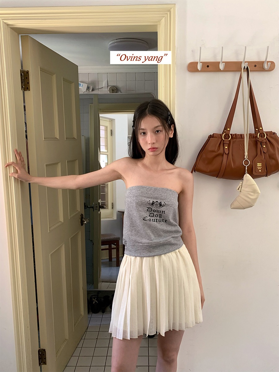 ovinsyang Collar Strapless Vest Women s Summer Outer Wear 2024 New Sweet Spice Style Sleeveless Top