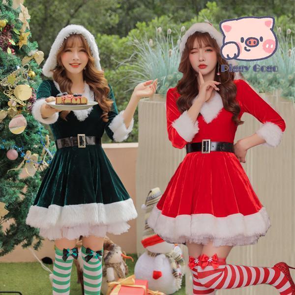 サンタ コスプレ レディース ポンチョ付き サンタクロース フレアスカート クリスマス コスチューム フード付き マント 大人 サンタ服 おすすめ 2022 5,246円
