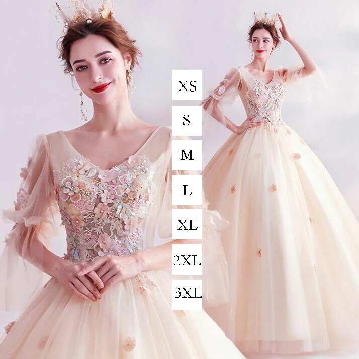 可愛い 同窓会 シャンペン色 Vネック 半袖 ウェディングドレス 宴会 レディース 花嫁 ロング丈 結婚式 Aラインドレス パーティードレス 2次会 卒入式 イブニングドレス 学生ドレス 飲み会 発表 8,605円