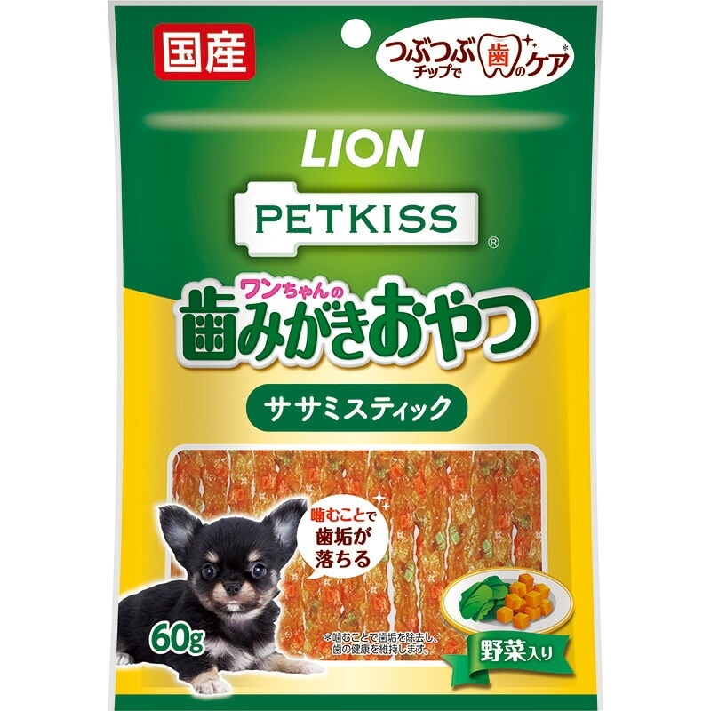 （まとめ買い）PETKISS ペットキス ワンちゃんの歯みがきおやつ ササミスティック 野菜入り 60g 犬用おやつ [x16]