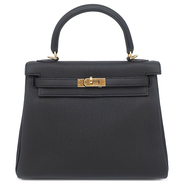 エルメス HERMES 2WAYバッグ ケリー25 内縫い トゴ ブラック ゴールド金具 黒 ショルダー U刻印 【箱】【中古】