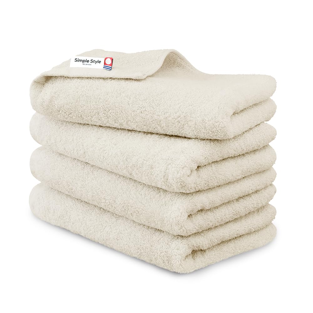 アイリスオーヤマ 今治タオル 認定 ビッグフェイスタオル アイボリー 4枚セット 綿100% 高密度ボリュームタッチタオル ふっくら包み込む厚手タオル 抗菌防臭加工 高い耐久性と吸収性 日本製 国産タ