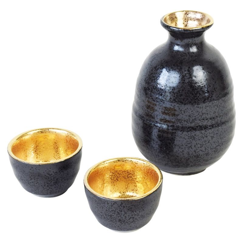 高田焼 酒器釉重ね金彩天目