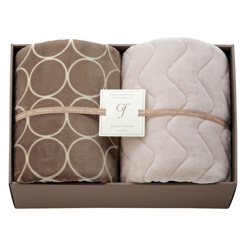 グランフランセヌーベル ハイソフトタッチマイヤー毛布&吸湿発熱綿入り敷きパッド グレージュ 11,880円
