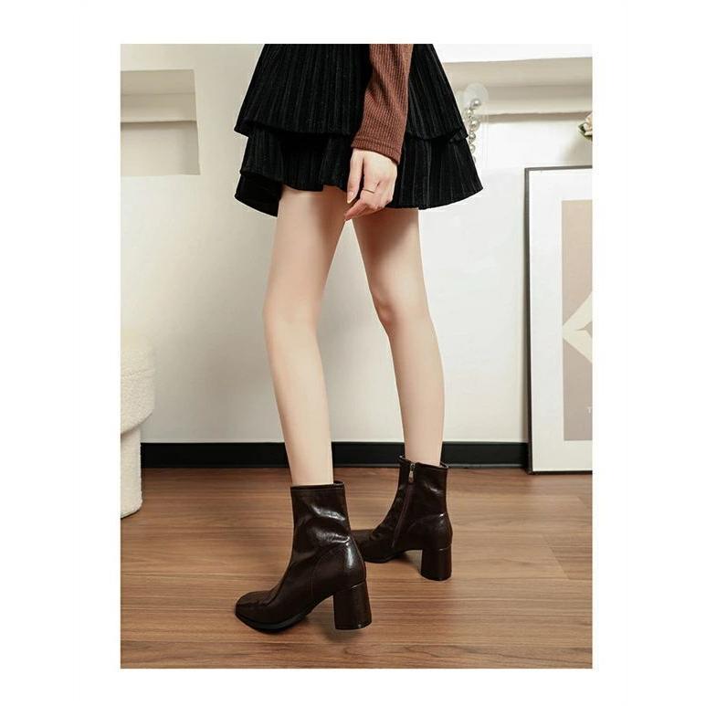 ブーティ レディース ショートブーツ レディース　黒 歩きやすい ショートブーツ レディース レザーブーツ ショート ブラック ブーティー　靴 出勤