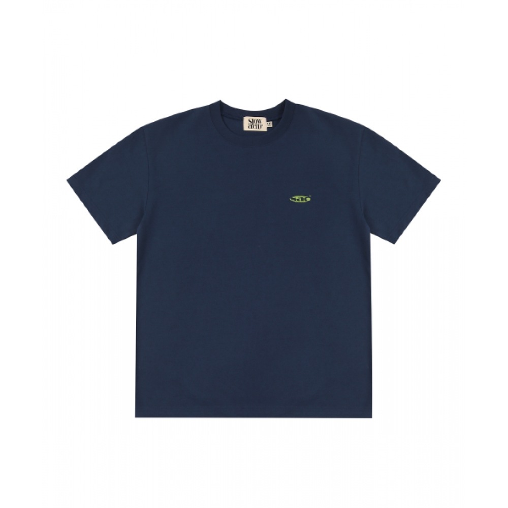 スローアシッドベーシックサックオーバルロゴ半袖Tシャツ [ネイビー]