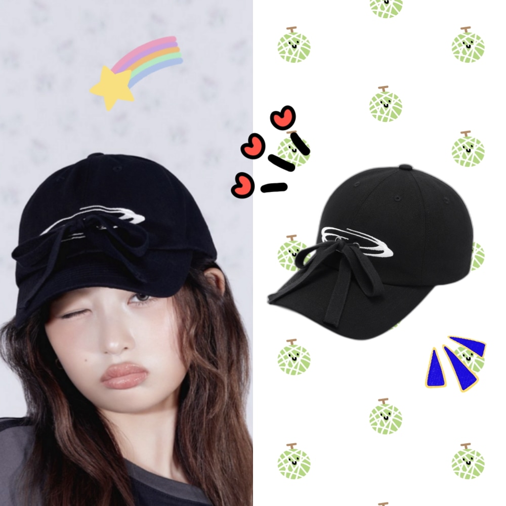 IVEレイ着用] Ribbon Tie Down Cap Black