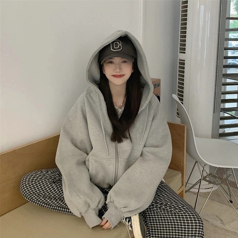 通学 フード スリーブ パーカー カジュアル 羽織り ストリート きれいめ 女 ジップアップ スタイルアップ 新作春服 カーディガン ゆったりゆったり 韓国 っぽ カジュアル 裹起毛