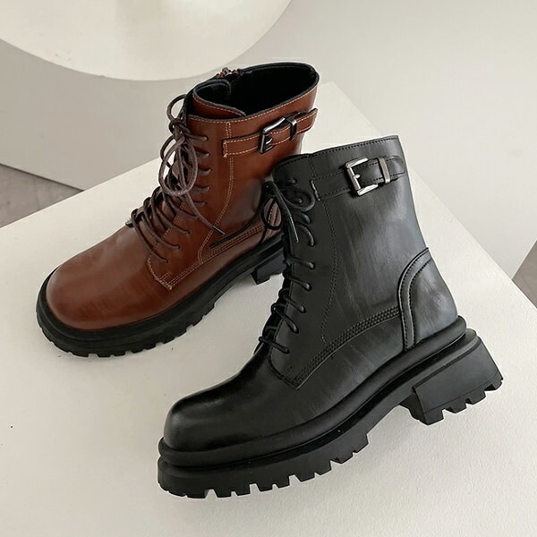 ショートブーツ ワークブーツ レースアップ 牛革 黒 茶色 ブラック ブラウン