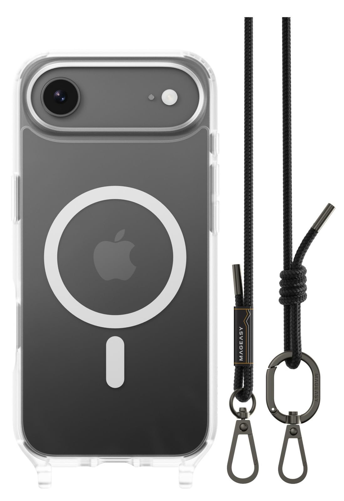 【MagEasy】 iPhone Air 対応 ケース ショルダー ストラップ 付き クリア MagSafe 対応 スマホケース 耐衝撃 マグセーフ 頑丈 ショルダーケース [ iPhoneAir ア