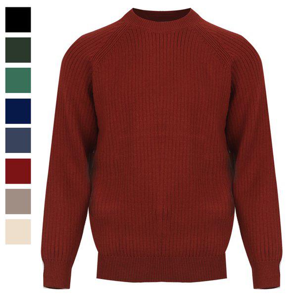 メンズ マドレーヌ ラグラン 長袖 ラウンド ニットTシャツ AT-KN-Q037-レッド