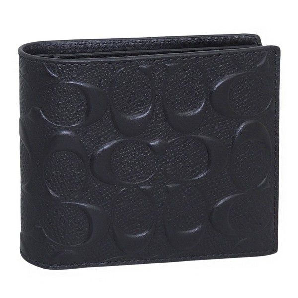 コーチ 財布 メンズ 二つ折り財布 アウトレット 札入れ 小銭入れなし レザー ブラック 3 IN 1 SIG LEATHER CR957BLK COACH