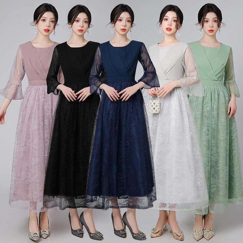 ドレス 2025 パーティー ウェディング フォーマル イブニングドレス ワンピース ロングドレス レース 優雅 エレガント 韓国風 結婚式 前撮り 演奏会 発表会 卒業式 成人式 花嫁